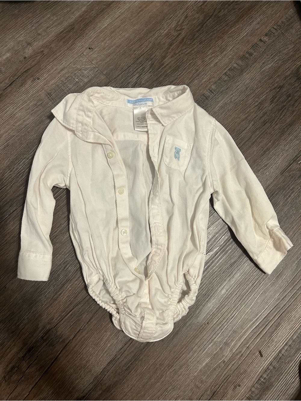Janie and Jack Cream Long-Sleeve Polo One-Piece